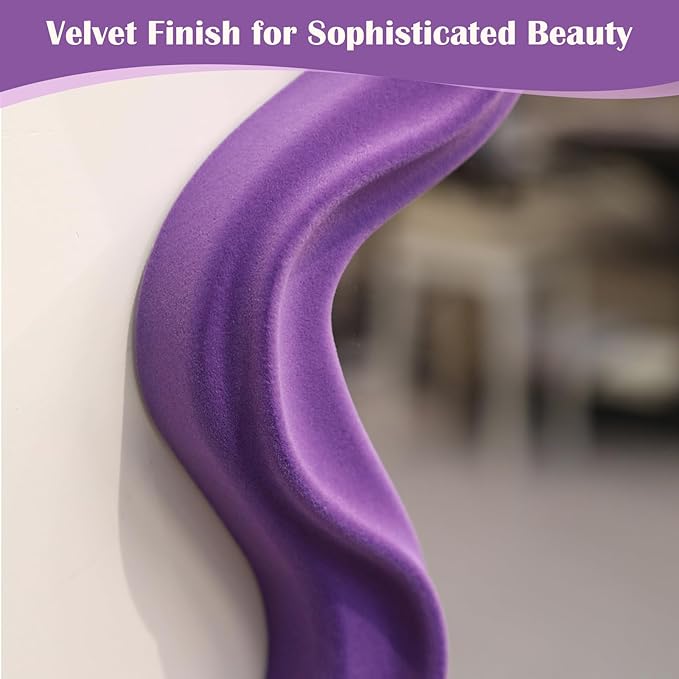 Purple Wavy Mirror Mirror for Girly Bedroom Decoration, Asymmetrical Cloud-Shaped Decorative Funky Mirrors for Modern Vintage Home Office Living Room Housewarming Birthday Gift