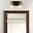 PAZALA 2 Light Vanity Lights, Black Gold Bathroom Wall Sconce Light with Globe Glass Shade, Bathroom Light Fixture Over Mirror for Bedroom, Living Room, Hallway (E26 Base)