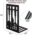 Book Ends,Metal Bookend,Bookend Decorative Heavy Book Ends for Shelves, Home Decorative Bookends for Heavy Books,Non-Skid Black Book Holder for Kitchen Housewarming Cooking Lover Gifts