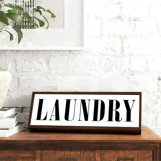 Laundry Sign, Decorative Framed Wooden Box Sign, Laundry Room Decor for Wall Tabletop, Farmhouse Home Decor, Washing Room Decoration, Rustic Wood Decoration, Housewarming Gift