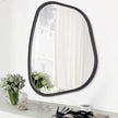 Black Asymmetrical Mirror Irregular Oval Wall Mirror Modern Wood Frame Unique Shape Wall Mounted Vanity Artistic Mirror Decorative for Living Room Bedroom Bathroom Entryway Large 16