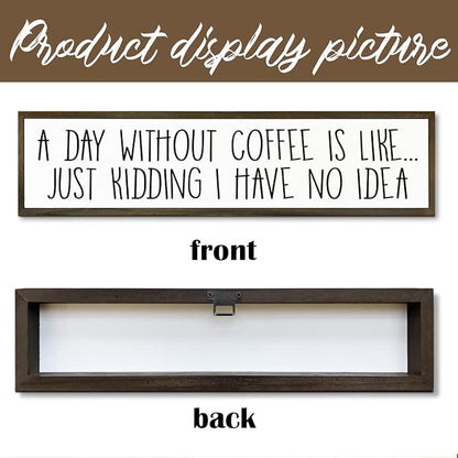 Funny Coffee Decor Sign, Decorative Wooden Signs and Plaques, Country Farmhouse Decor for Home Kitchen, Rustic Coffee Station Decors, Coffees Addict Gift, A Day without Coffees Sign, 17.8x4x1.2 inches