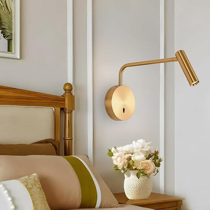 ZEROUNO Wall Mounted LED Reading Light for Bedroom Hardwired Wall Sconce with Switch on/Off Modern 3000K Swing Arm Bedside Wall Mount Lamp (Antique Bronze)