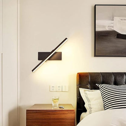 Modern Linear LED Wall Sconce 3 Color Change Minimalist Wall Lamp 30cm Length Black White Rotatable Lighting for Living Room Corridor Hallway Indoor Wall Mounted Light Fixture(Black)