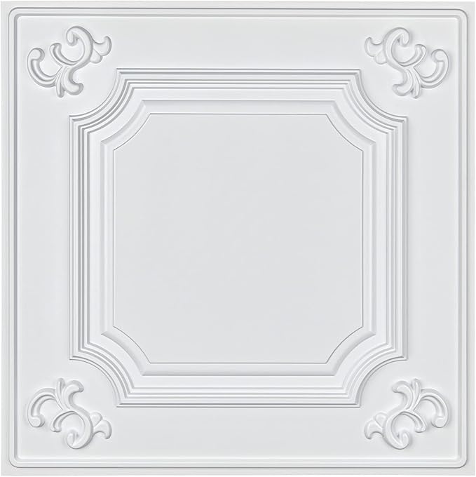 Art3d Drop Ceiling Tiles 24x24 in White (12-Pack, 48 Sq.ft), Wainscoting Panels Glue Up 2x2