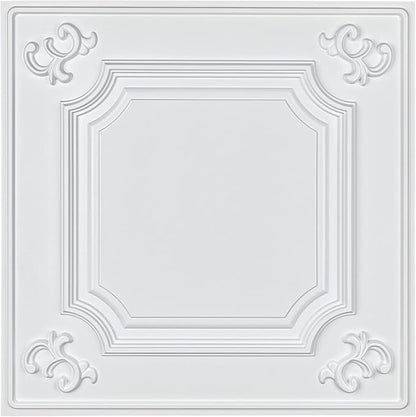Art3d Drop Ceiling Tiles 24x24 in White (12-Pack, 48 Sq.ft), Wainscoting Panels Glue Up 2x2
