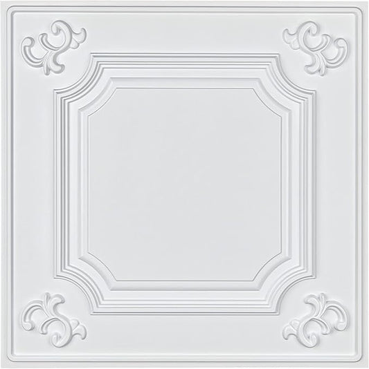 Art3d Drop Ceiling Tiles 24x24 in White (12-Pack, 48 Sq.ft), Wainscoting Panels Glue Up 2x2