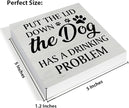 Funny Bathroom Signs Dog Bathroom Decor Rustic Put the Lid Down the Dog Has a Drinking Problem Wooden Sign Home Bathroom Restroom Toilet Table Desk Shelf Decorations 5×5 Inches