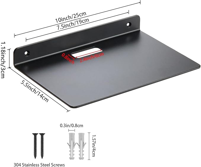 Small Wall Shelf,3.0mm Aluminum Alloy Small Floating Shelf,for Bathroom, Bedroom, Living Room, Kitchen,Office(10 inch Floating Shelf)