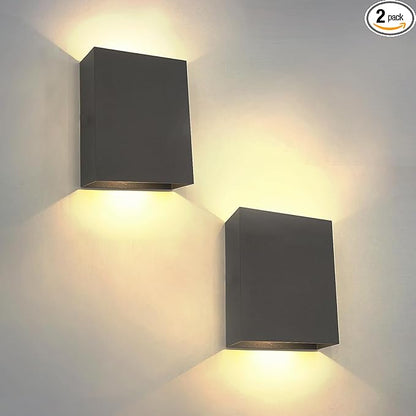 KICAAO LED Wall Sconces Set of Two, 12W Modern Wall Light, Hardwired Aluminum Wall Lamp,Black Up Down Wall Mount Lights for Living Room Hallway Bedroom Decor (Black Warm Light 3000K)