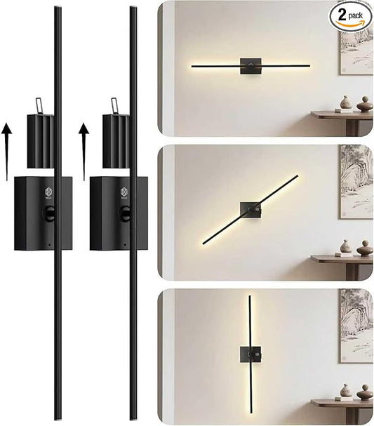 Battery Operated Wall Sconces, Wall Lights For Living Room, Powered Wireless Modern Rechargeable Sconce Wall Decor Set Of 2 Battery Operated Wall Light No Wiring Stick Renter Friendly, 2 Pack