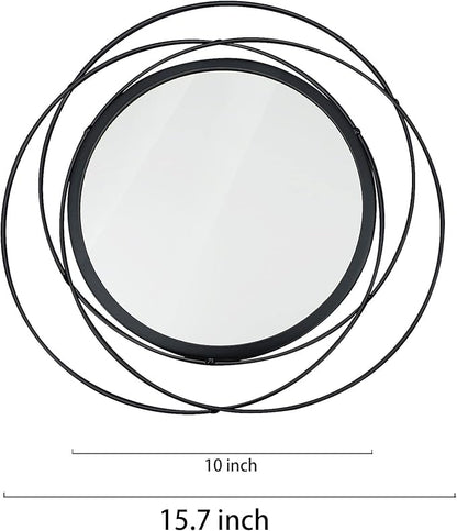 Cityelf 2 Set 15.7'' Black Circle Mirrors Wall Decor Iron Frame Wall Art Round Mirror Home Decor Hanging for Living Room/Bedroom/Bathroom/Entryway (Medium Size 15.7 inch,Circles)
