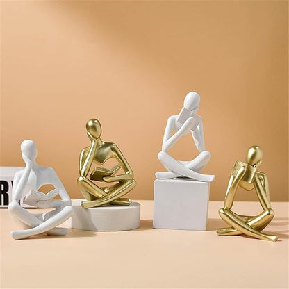 Style-A White, Creative Abstract Thinker Bookend for Home Aesthetic, Study, and Wine Cabinet – Stylish Shelf Decor Accent and Thoughtful Gift for Living Room, Bar, or Coffee Shop