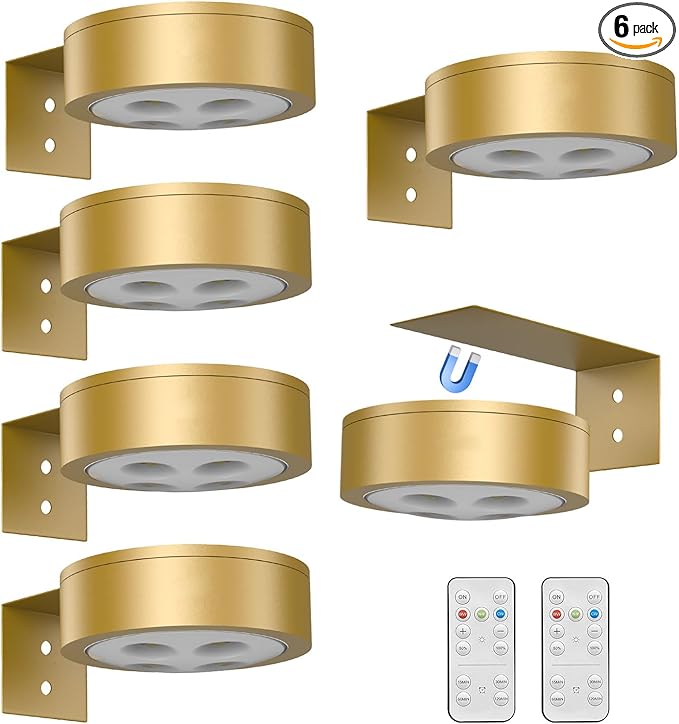 6Pack Picture Light Wireless Wall Painting Light 3 Lighting Art Display, Brightness Dimmable Timer Auto-OFF, Remote Control Battery Light Indoor for Pictures Paintings Frames Dartboards Gallery