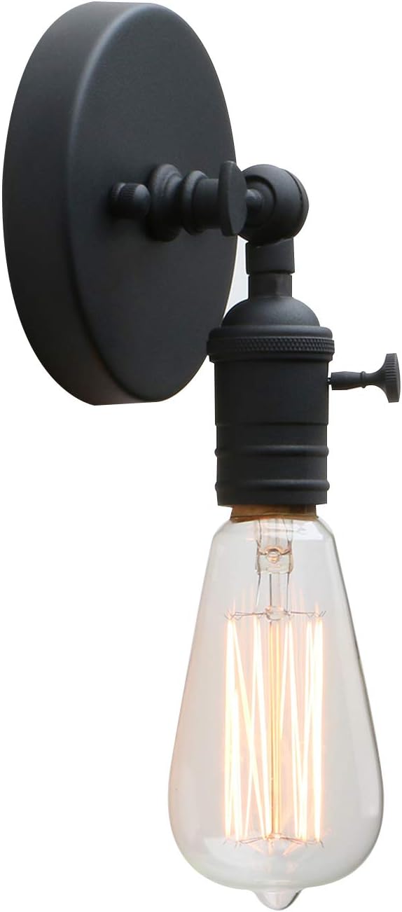 PERMO Minimalist Single Sconces Socket 1- Light Wall Sconce Lighting with On/Off Switch (Matte Black)