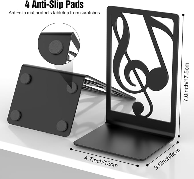 Book Ends for Shelves and Heavy Books - Metal Bookends Black 3 Pair, Shelf Holder Home Decorative, Stoppers for Kitchen Cooking Lover Gifts