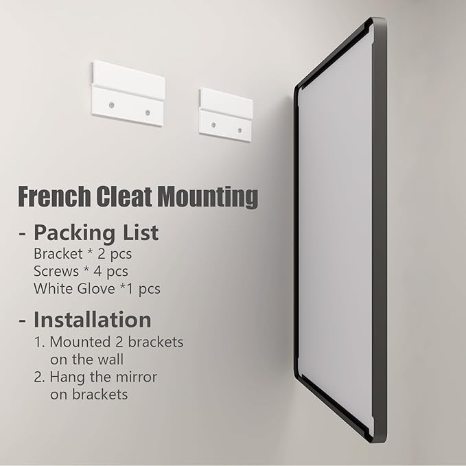 2 Pack of 22x30 Inch Black Metal Framed Bathrrom Mirror, Black Matte Rounded Rectangle Bathroom Vanity Mirror, Anti-Rust, Hangs Horizontally or Vertically