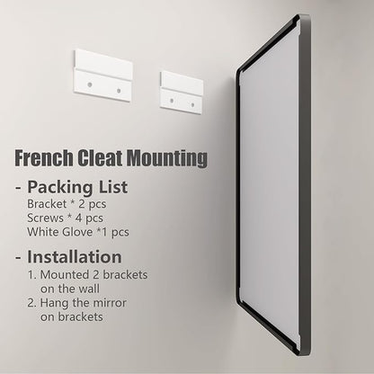 36x36 Square Black Bathroom Mirror, Matte Framed Bathroom Vanity Mirror for Wall, Modern Rectangle Mirror, Rounded Corners, Tempered Glass