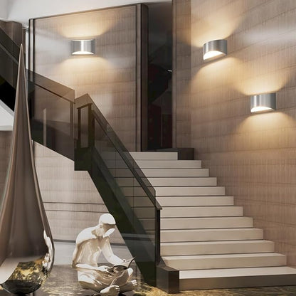 Aipsun Nickel Modern LED Wall Sconce Hardwired Indoor Wall Lights Set of 2 Up and Down Wall Mount Light for Living Room Bedroom Hallway Corridor Conservatory Warm White 3000K(with G9 Bulbs)