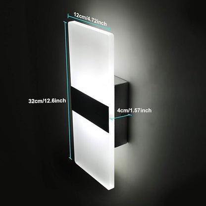 Lightess Modern Wall Sconce Dimmable 12W, Up Down Wall Lights Acrylic LED Wall Lamp for Hallway Bedroom Corridor, Cool White, HS521-1