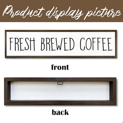 Coffee Wood Sign for Coffees Bar, Farmhouse Desk Signs, Rustic Cafe Decor, Coffees Home Decor for Kitchen Bar, Decorative Wooden Table Decoration, Fresh Brewed Coffee Sign, 17.8x4x1.2 inches