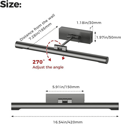 Joosenhouse Battery Operated Wireless Picture Light with Adjustable Swing Arm, Dimmable with Remote Control and Timer, 16.53 Inch Brushed Grey Rechargeable Display Light for Art and Gallery Displays