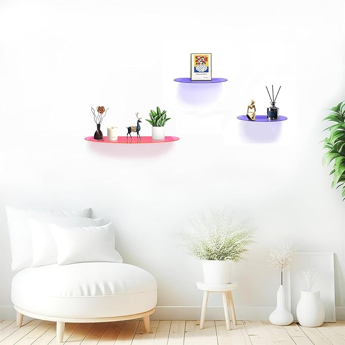 SetGame 2-Pack 24 Inch Acrylic Wall Shelves Wall Decor Wall Mounted, Floating Bookshelves Wall Ledge Shelf, Acrylic Shelves for for Action Figures Display, Room Décor, Space Saving, Items Organizer