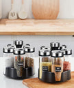 TINMIX Revolving Spice Rack Organizer, Rotating Seasoning Holder Shelf with 5 Large 200ml Glass Jars for Kitchen Countertop Cabinet
