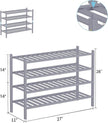 RONGJlA 4 Tier Bamboo Shoe Rack for Closet Free Standing Wood Shoe Shelf Storage Organizer for Entryway Small Space Stackable, Gray