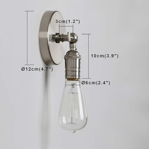 PERMO Single Sconce Mini Vintage Wall Sconce with On/Off Switch Hardwired Wall Mount Lamps Decorative Wall Lighting for Bedroom Hallway Bathroom (Brushed Nickel)