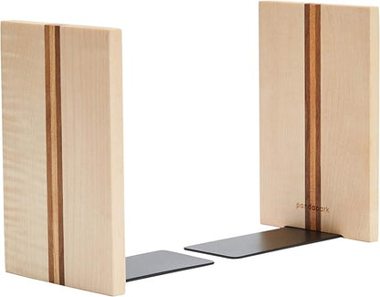 Pandapark Wood Decorative Bookends,Non-Skid Bookend for Shelves,Heavy Duty Bookends,Book Stand for Books/CDs,1 Pair