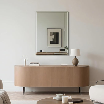 Ruomeng Wall Mirror Bathroom Mirrors for Wall 40" x 30", Frameless Rectangle Mirror with Beveled Edge Wall Mounted Mirror for Vanity and Entryway
