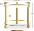 Lazy Susan Organizer, Rotating Spice Rack, 2 Tier Spice Turntable Organizer, Industrial Turntable Spice Holder, for Kitchen Countertop and Cabinet, Compact and Versatile, White and Gold SR22DW