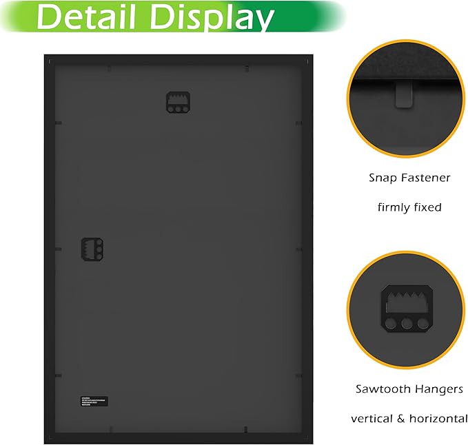 FrameWorks 12x18 mat to 11x17 Classic Wooden Picture Frames Tempered Glass/Black / 6-Pack