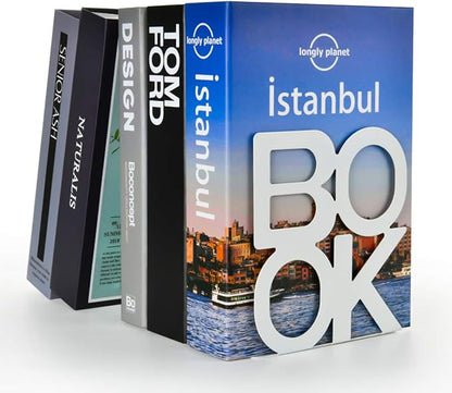 Book Ends - Decorative Metal Book Ends Supports for Bookrack Desk,Books, Unique Appearance Design,Heavy Duty (White, 8 Pair)
