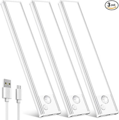 Under Cabinet Rechargeable Lighting: Motion Sensor Dimmable Lights Indoor - Battery Operated Lights - Wireless Activated Closet Light Magnetic Led Light for Kitchen Home Bathroom Counter Shelf