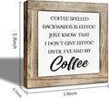 Coffee Bar Decor, Coffee Spelled Backwards Wooden Box Decoration, Rustic Wood Signs for Kitchen Cafe Bar, Funny Office Desk Sign, Freestanding Home Decor 5.9×5.9 inch