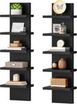 HOOBRO 5 Tier Wall Shelf Unit, 2 Pack Floating Shelves Wall Mounted, Wall Mount Vertical Shelving, Floating Storage Rack, Organizer Tall Tower Design for Livingroom, Bedroom, Kitchen, Black BB18BJP201