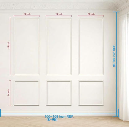 Pre-Cut Peel and Stick Wall Molding Kit Wainscoting Trim- Self Adhesive Premade Accent Panel Chair Rail for Interior Moulding Home Decor Accent Wall Set of 6 pcs - 3 Top 3 Bottom, Ready to Assemble