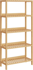 HOOBRO Bamboo Storage Shelf, 5-Tier Freestanding Shelving Unit, Multifunctional Storage Rack with Back Panel, 23.6 x 10.2 x 51.2 inches, for Bathroom, Living Room, Balcony, Kitchen, Natural YL96CJ01