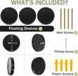 AceList Small Round Floating Shelves (Set of 3), 6 Inch Real Wood Circle Wall Shelf for Bathroom & Bedroom Decor, Matte Black Invisible Mount Display Rack for Plants, Collectibles, and Trophies