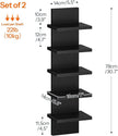 HOOBRO 5 Tier Wall Shelf Unit, 2 Pack Floating Shelves Wall Mounted, Wall Mount Vertical Shelving, Floating Storage Rack, Organizer Tall Tower Design for Livingroom, Bedroom, Kitchen, Black BB18BJP201