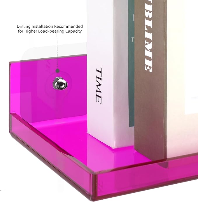 Floating Shelves for Wall Acrylic Wall Shelves for Bedroom Bathroom Living Room Kitchen 16.5X5.5'', Pack of 2, Purple