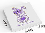 Purple Happy Easter Sign Easter Table Decor Bow Bunny Decor Blue And White Chinoiserie Decor Wooden Box Sign for Home Office Bedroom Living Room Desk Shelves