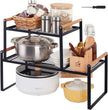 2-Pack Stackable Organizer Set-Versatile Storage Solution for Cabinets and Countertops-Kitchen and Pantry Shelf, Spice Rack - Space-Saving Design-Metal Wire-Black