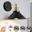 Battery Operated Wall Sconces Set, Wireless Wall Sconces with Dimmable Remote Control, USB Charging, Warm White/Natural White/Daylight/RGB, Wall Lighting for Bedroom, Living Room, Entryway