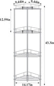 4 Tier Floor Standing Corner Shower Caddy Organizer Shelf with Hooks, Bathroom Shelves Stand Rack, Silver