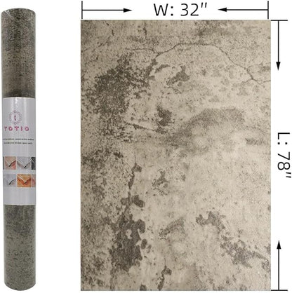 TOTIO Beige Grey Cement Concrete Texture Contact Paper Industrial Style Wallpaper Peel Stick 32×78inch Matte Thicken Self Adhesive Removable Vinyl Wall Paper Roll Wall Covering for Office Rental