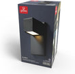 Globe Electric 17W Integrated LED Outdoor Wall Sconce, Matte Black, 650 Lumens, 2700K, Dimmable, Weather Resistant, 60000124