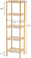 AmazerBath 5-Tier Bamboo Bathroom Shelf, Bathroom Standing Shelves, Multifunctional Shelving Unit for Living Room Bedroom Kitchen, Natural Color
